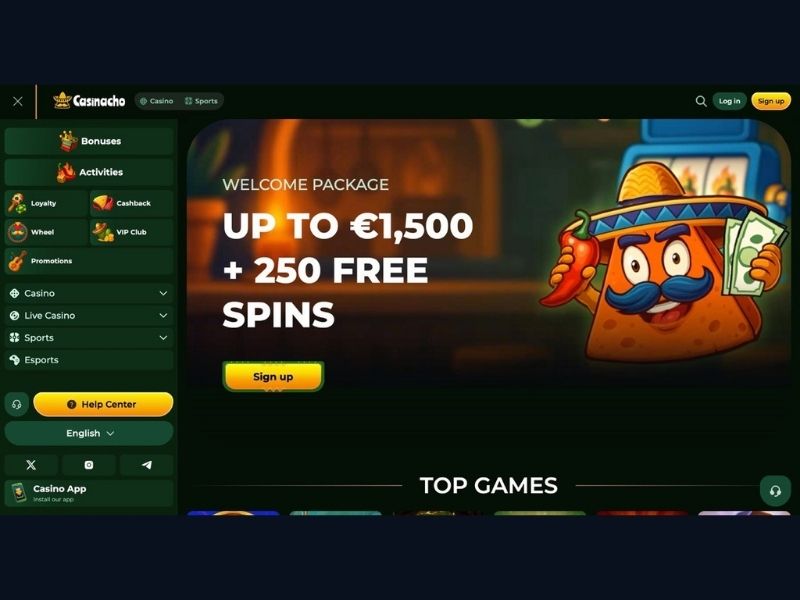 Cashback und Willkommenspaket bei Casinacho Casino Nacho Casino für Deutschland