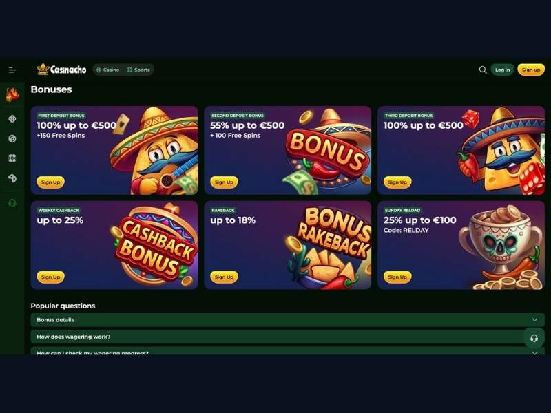 Zahlungen App und Katalog bei Casinacho Casino Nacho Casino für Deutschland